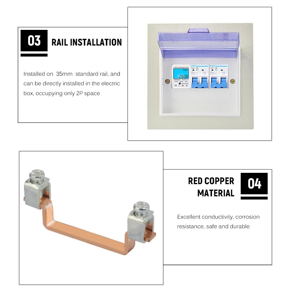 Digital Electric Energy Meter Single Phase DIN Rail Electricity Meter One Phase Two Wire Multifunction Electrical Meter