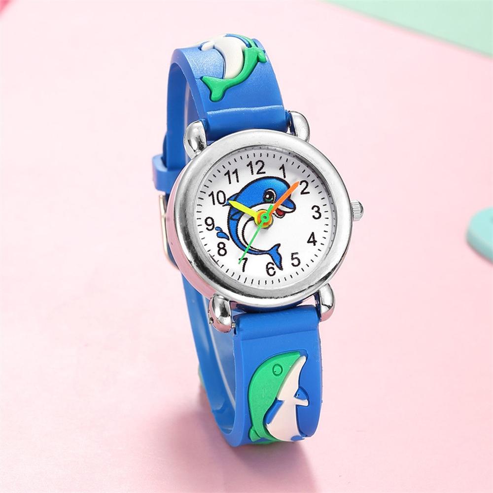 Leuke Blauwe Dolfijn Patroon Quartz Horloge Kinderen Kids Jongen Quartz Analoge Analoge Horloge Cadeau Erkek Kol Saati y40