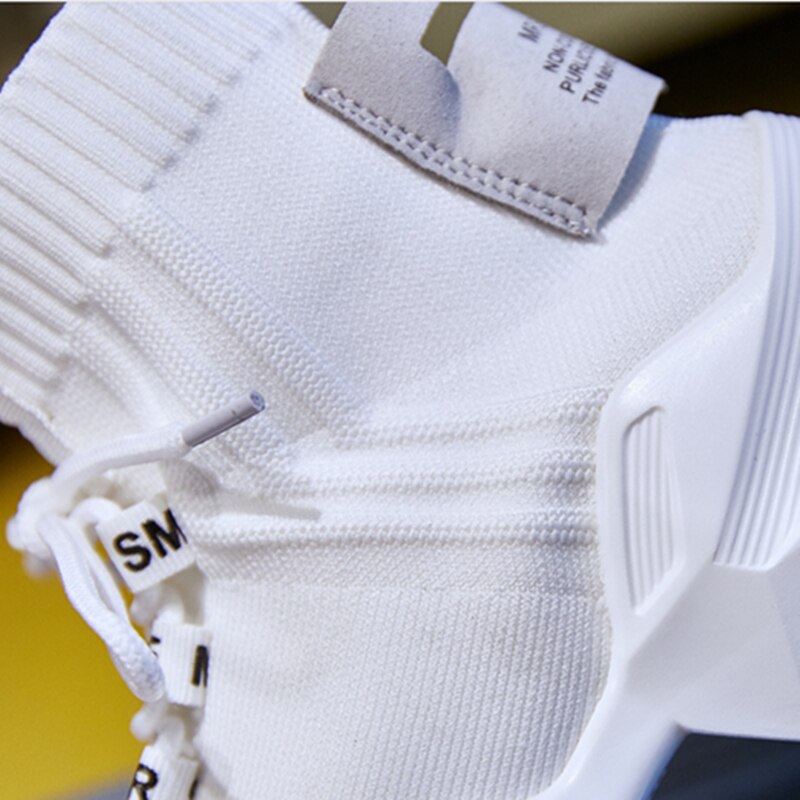 Kvinder vulkaniserede sneakers høj top platformsok støvler far sko kvinde tyk sål mesh åndbar sorte damesko