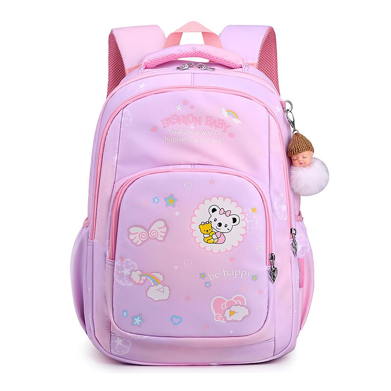 2022 Waterdicht Kinderen Schooltassen Voor Meisjes Kids Cartoon Printing Schooltas Basisschool Rugzak Mochilas Infantil: pink purple