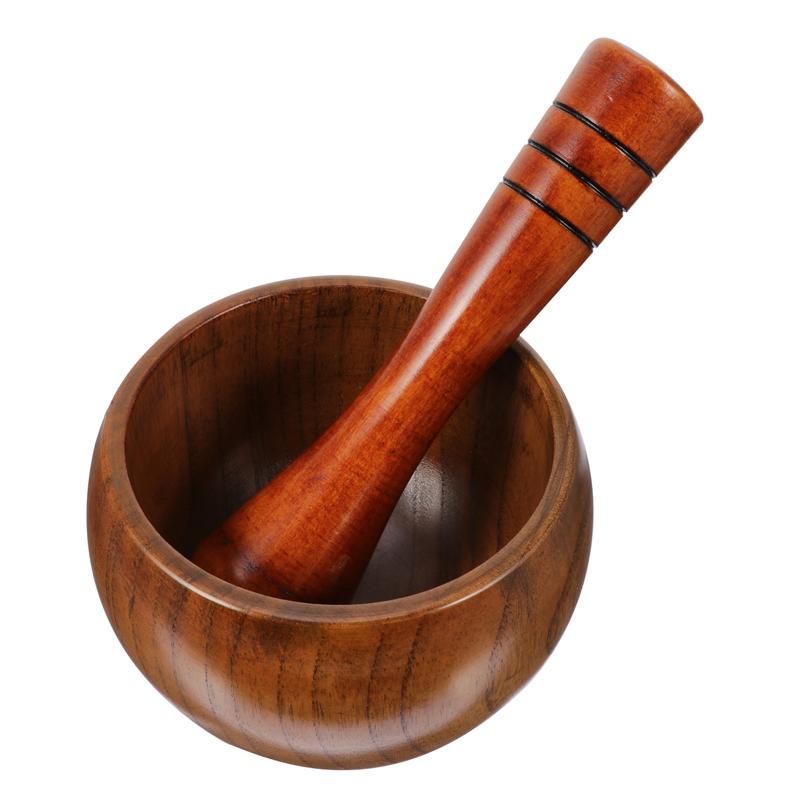 Houten Knoflook Mortel Stamper Slijpmachines Kom Set Knoflookpers Gember Vloerplaten Pot Spice Pepermolen Gereedschap Keukengereedschap: Short 12X12X8CM