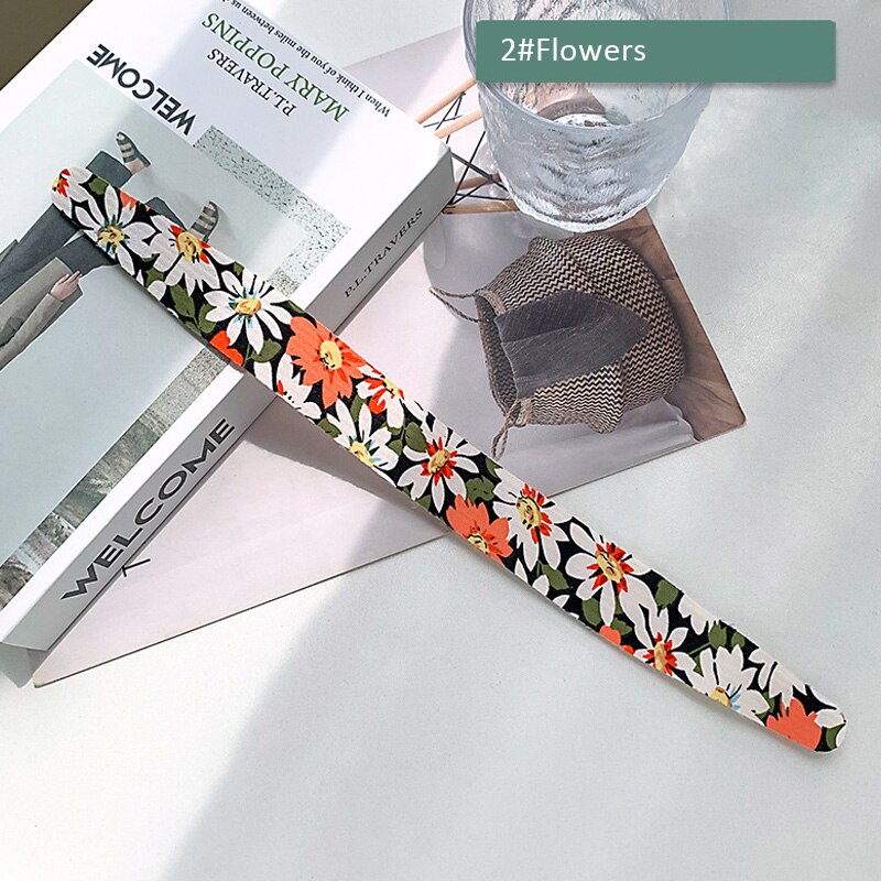 Cinta de Velcro mágica para niña y mujer, diadema con estampado Floral, cintas para el pelo dulces, fáciles de usar, horquilla, flequillo, accesorios para el cabello: 5