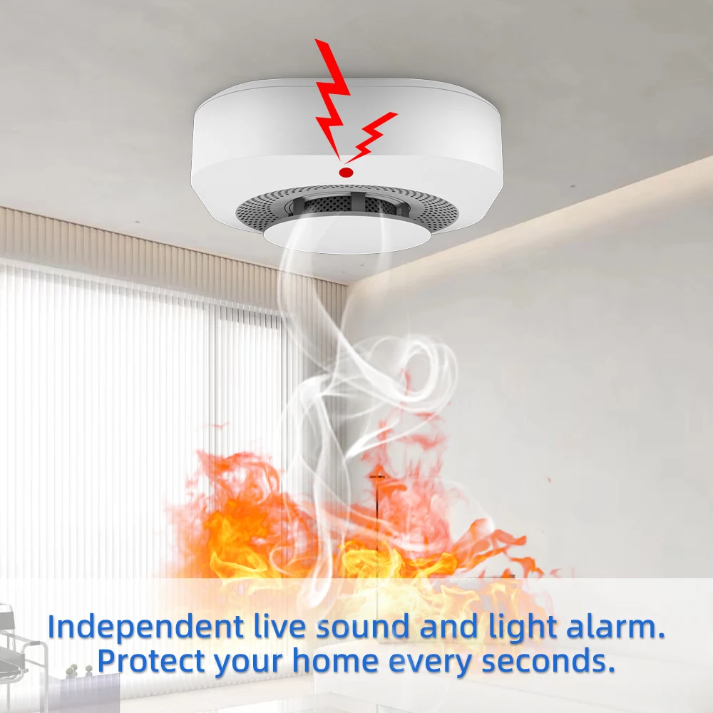 HIVA Wireless 433MHz Smoke Detector Fire Protection Home Alarm for Home Office Connect Alarm System Security Firefighters PA-441