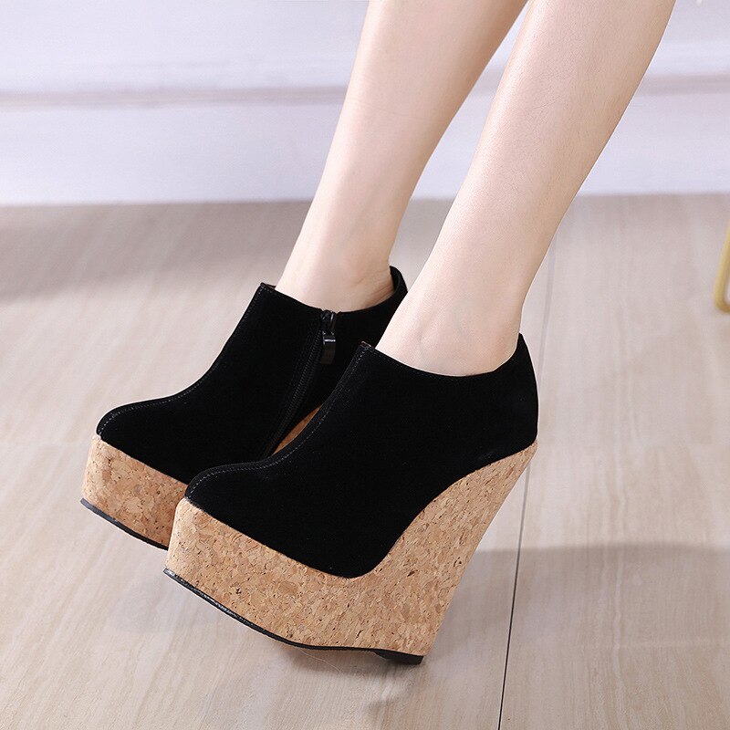 Zapatos de mujer calzado de mujer con punta redonda, vestido cómodo, cuñas concisas, tela aterciopelada sólida