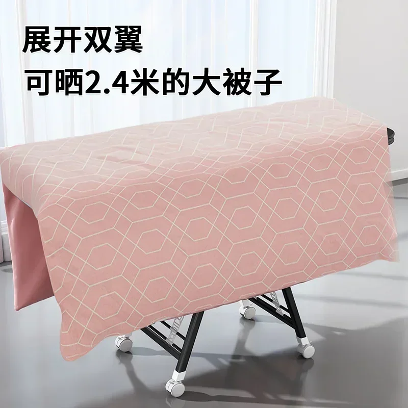 Droogrek van koolstofstaal, vloervouwen, droogpaal voor huishoudelijke kleding, balkon, eenvoudig rek