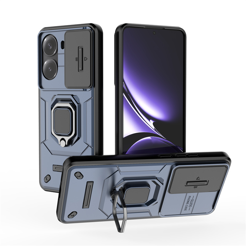 For Xiaomi Poco X7 Pro 5G Case Slide Lens Armor Phone Case for Poko Poxo Pocco Little X 7 Pro X7Pro Magnetic Ring Holder Cover: Bleu