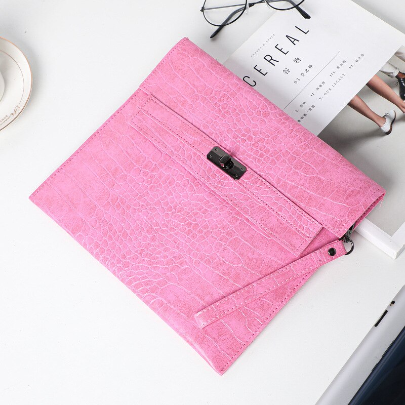 PU Leather Women's Notebook Bag Waterproof Ipad Tablet Handbag Briefcases Documents Pouch Business Office Accessories: Pink