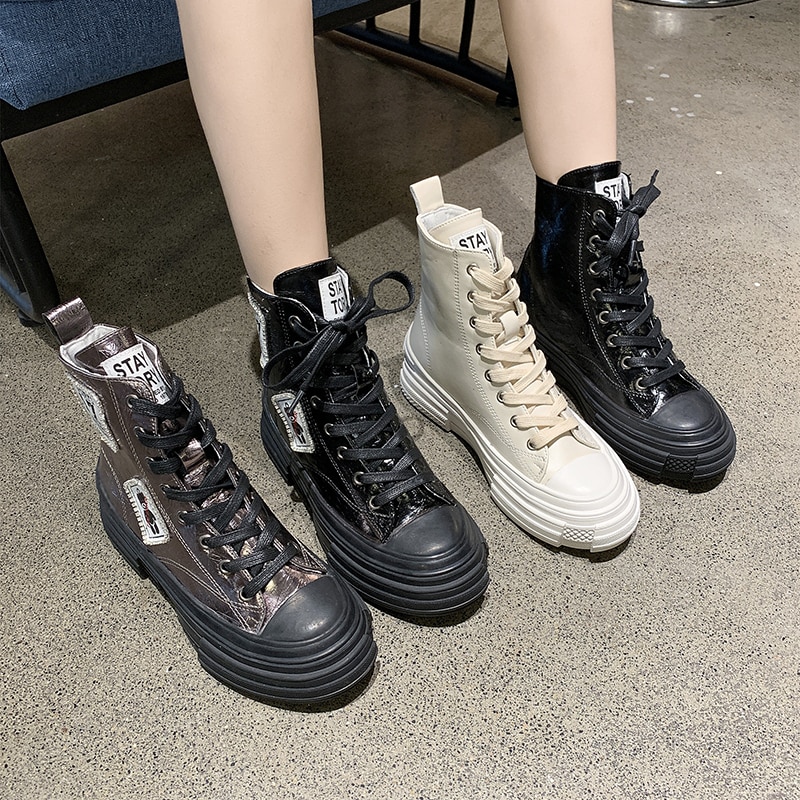 Winter High-top Boots Reflective Shoes Sport Women Shoes Outdoor Leisure Sneakers Light Women's Vulcanize Shoes E14-94