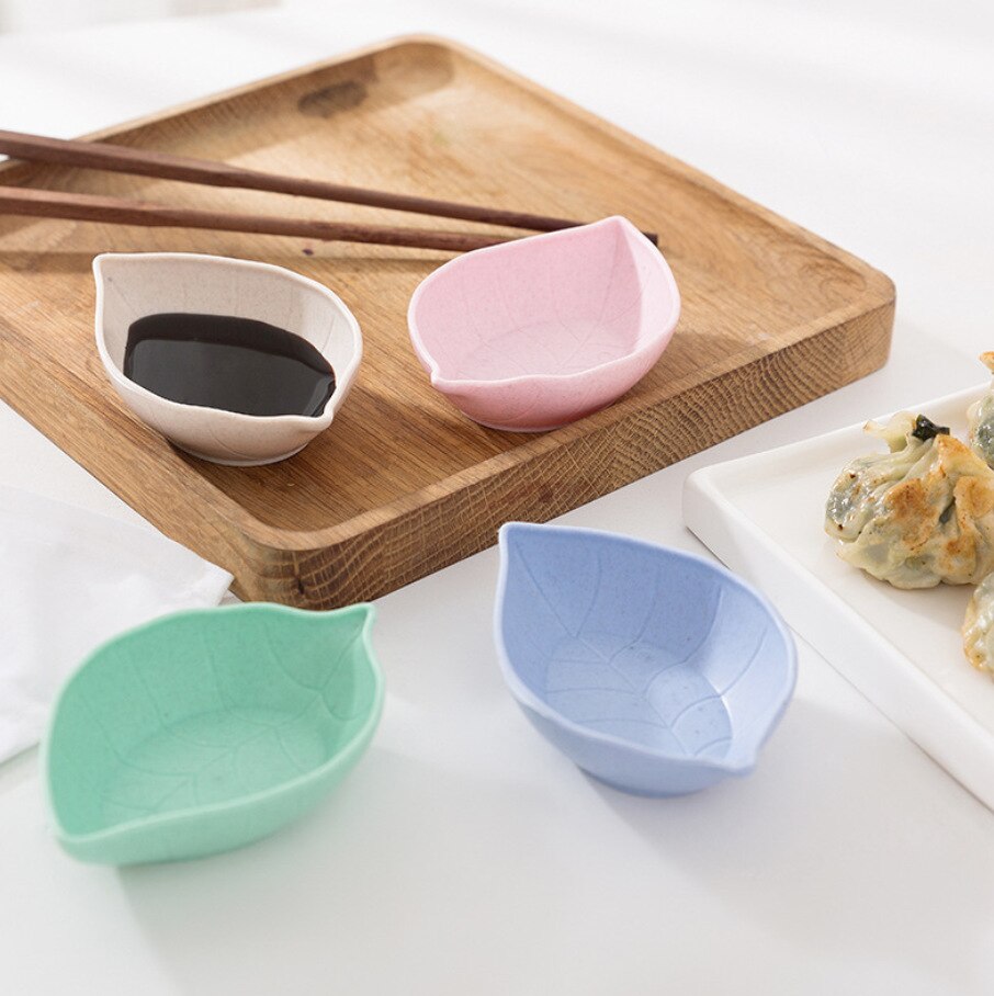 Assiettes à assaisonnement en forme de feuille, assiette à Sauce, vinaigre saveur de sel, blé fournitures de cuisine polyvalentes petit déjeuner 1 pièce