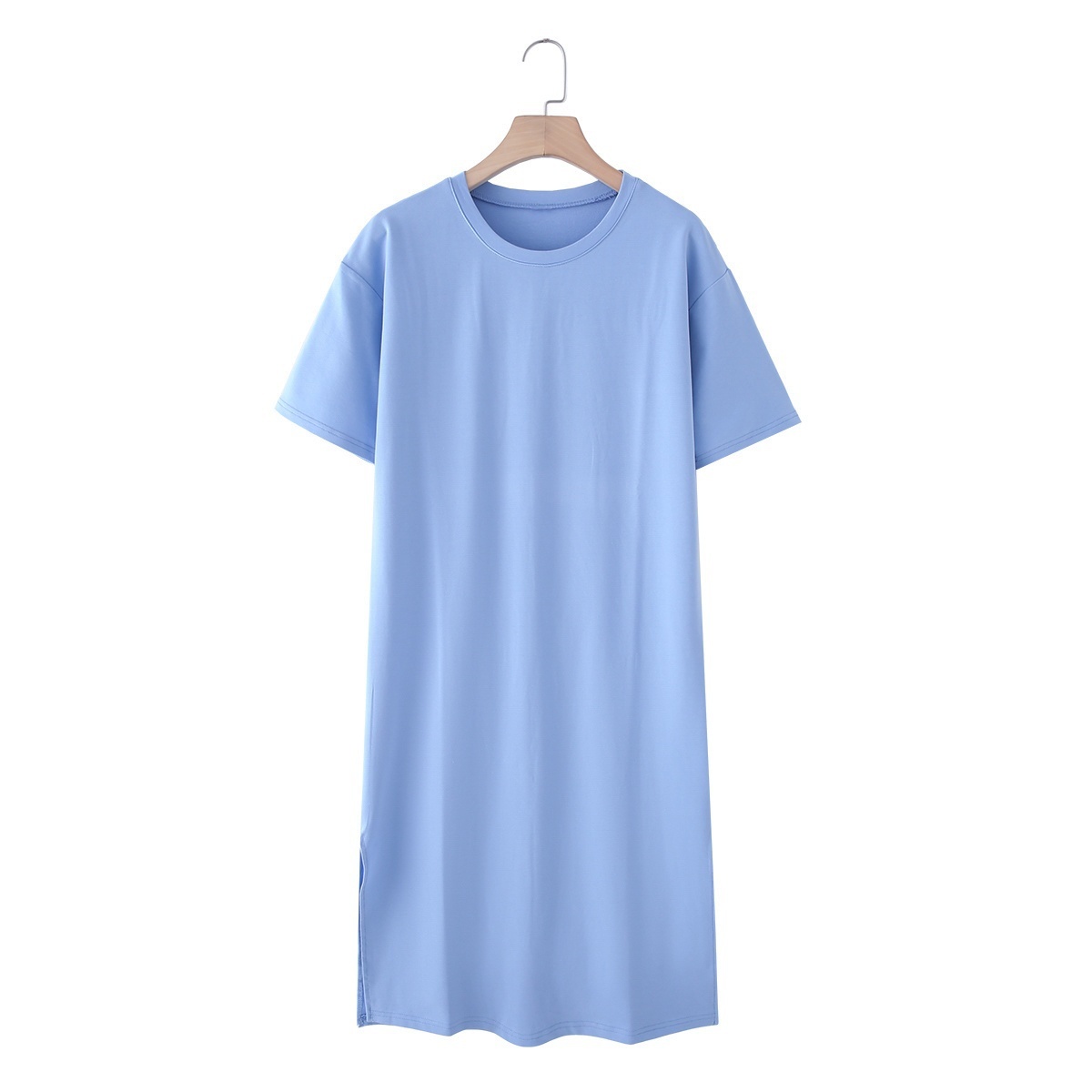 UNIZERA Summer Women's Lazy Simple Short-sleeved Round Neck T-shirt Dress Versatile Loose Slit Long Skirt