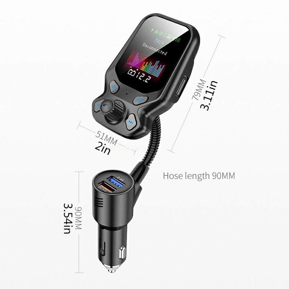 Fm-zender Adapter Dual Usb-poort Lader En Lcd Display 5.0 Snel Opladen Ingebouwde Microfoon Fm-zender Adapter