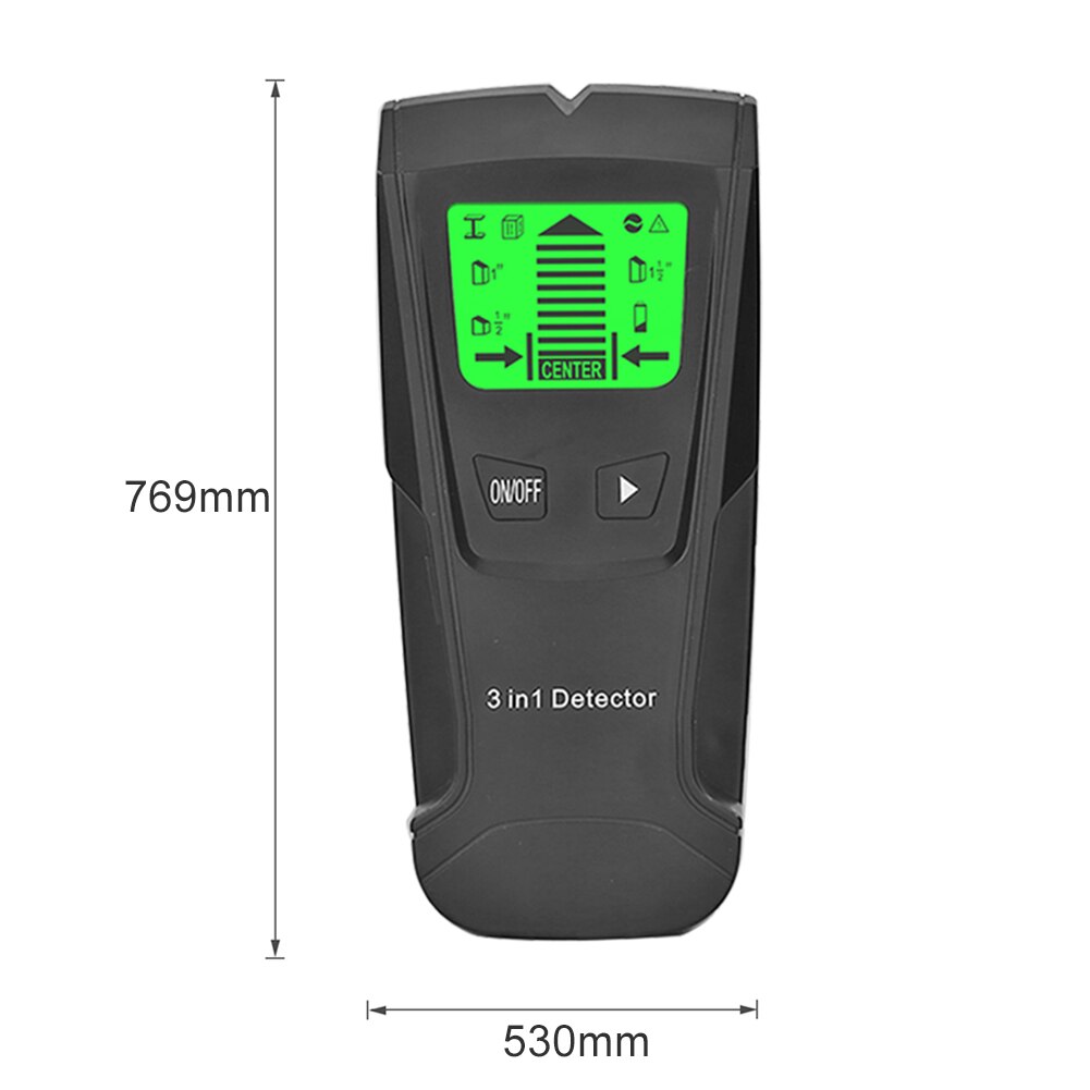 3 in 1 metaaldetectorzoeker, detector voor houten balken, wisselspanningsdetectie, detectie van spanningvoerende draden, wandscanner, wanddetector