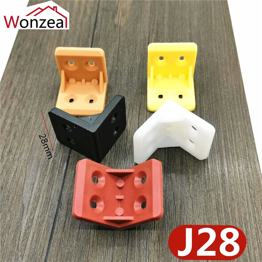 20pcs/lot Wonzeal Plastic Thickened Corner Brackets Furniture 90 degree Angle Corner Code Cabinet Furniture Hardware