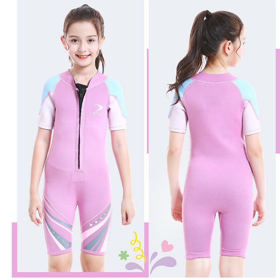 Traje de buceo para niños, bañador de invierno cálido de 2,5 MM de espesor, para esnórquel femenino: PINK / M