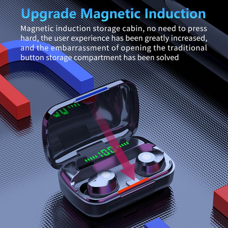 M5 TWS Wireless Headphones Bluetooth V5.1 HD LED Display One-button Control HIFI Stereo IPX6 Waterproof,for IPhone SAMUNG