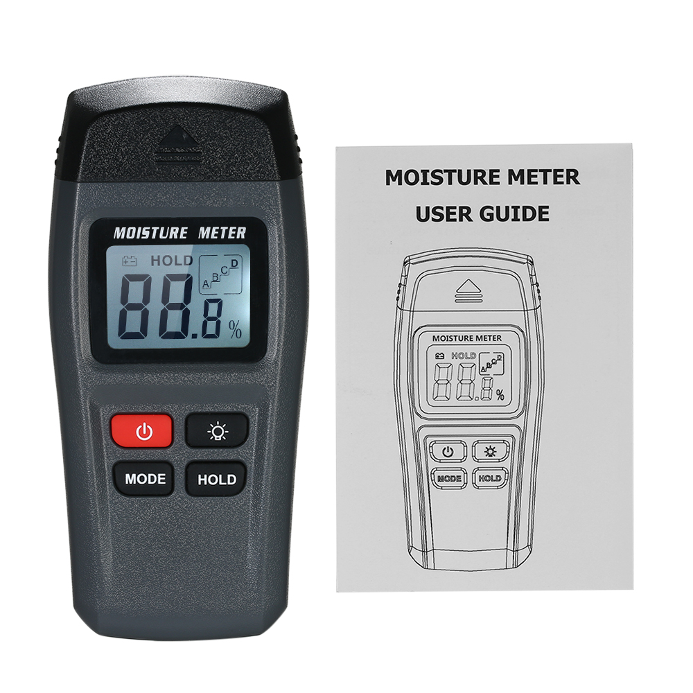 Digital Wood Humidity Moisture Meter Hygrometer Handheld LCD Lumber Damp Detector Timber Humidity Content Tester 2 Pin Probe