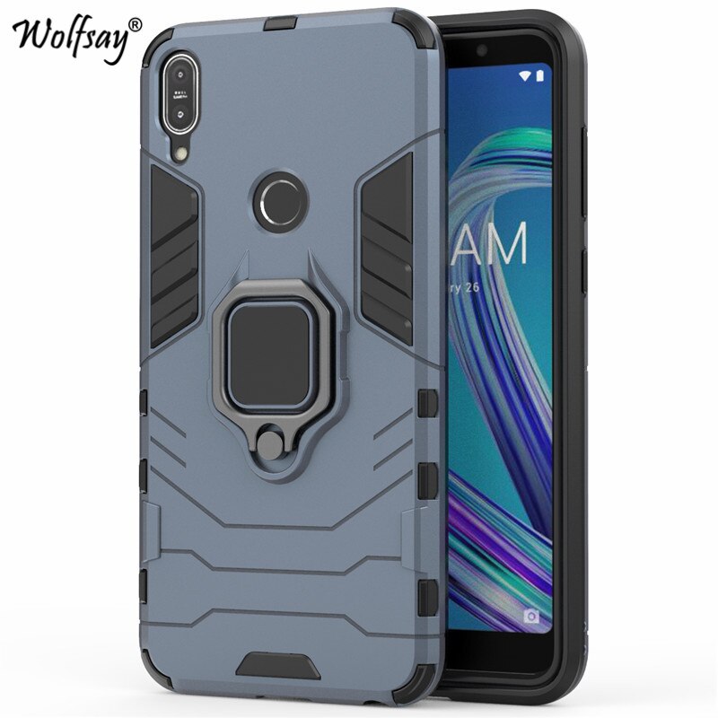 ZB602KL Für Asus Zenfone Max Profi ZB602KL fallen Stoßfest Ständer Halfter Telefon fallen Für Asus Zenfone Max Profi (M1) ZB602KL Stoßstange: Marine Blau