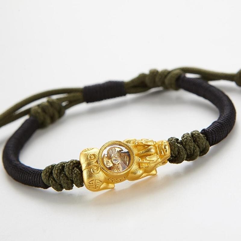 Hand Made Bixie Touw Chain Novel Goud Kleur Draaiende Windmolen Lucky Dappere Troepen Gevlochten Energie Armbanden Voor Mannen Vrouw Armbanden