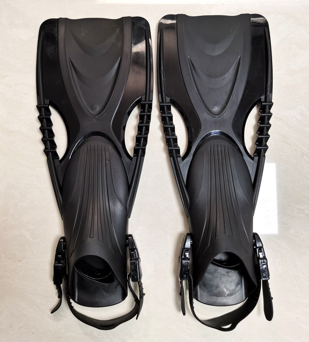 Aletas largas ligeras para buceo, equipo de natación y buceo para adultos, ajustables, de una pieza: Black / L  X 41-44