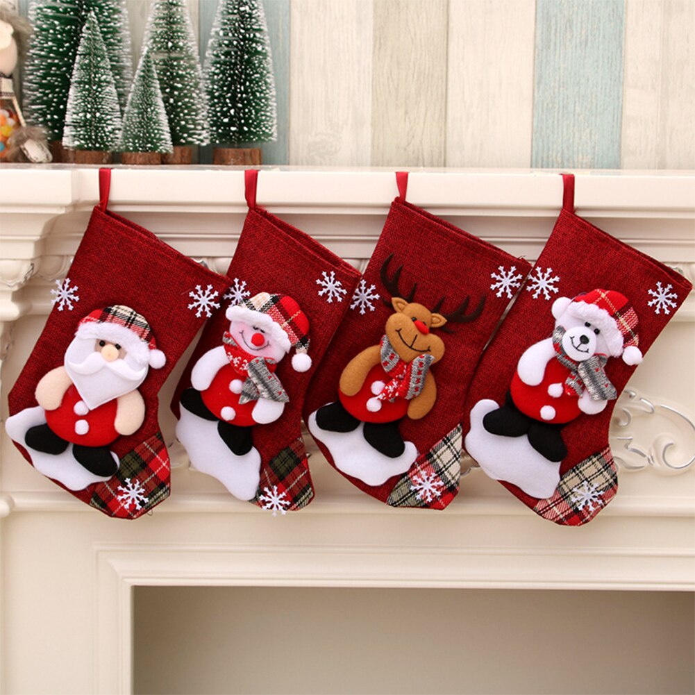 Jaar Kerst Kous Sack Xmas Candy Bag Kerst Decoraties Voor Huis Navidad Sok Haard Kerstboom Decor