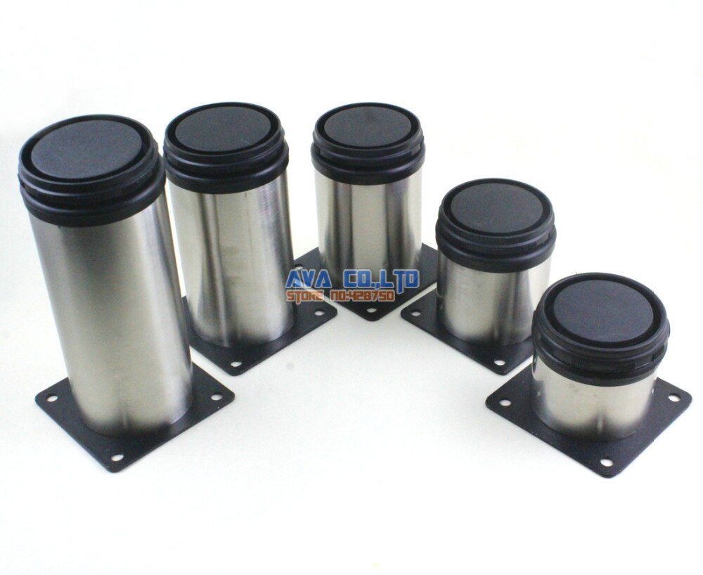 4 Pieces 50mm Adjustable Stainless Steel Round Furniture Cabinet Leg Cupboard Table Feet