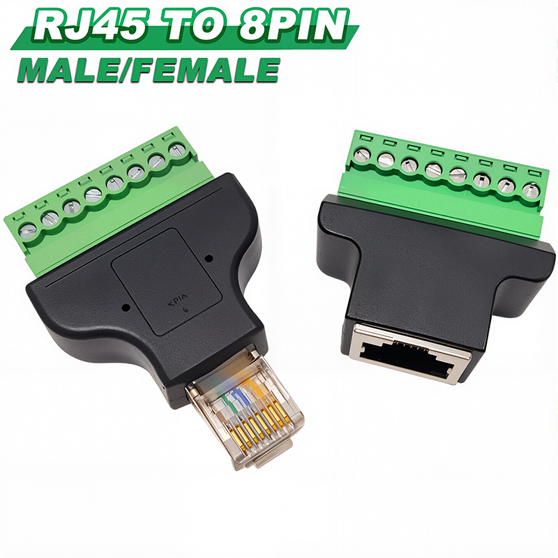RJ45-Stecker auf Schraubklemmen-Adapter, RJ45-Buchse auf 8-poligen Stecker, RJ45-Splitter für CCTV, DVR, CCTV-Zubehör, 2/4/8 Stück