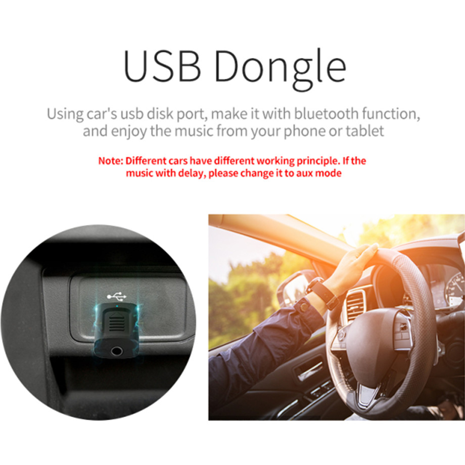 Grwibeou Mini Wireless 4 in 1 USB Bluetooth 5.0 Adapter 3.5mm Jack AUX BT Audio Receiver Transmitter For Car TV Speaker Adapter
