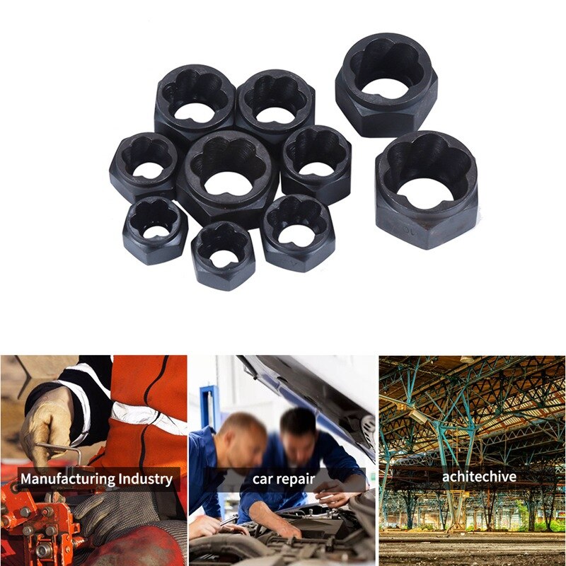 10Pcs Locking Wheel Nuts Remover Damaged Bolt Stud Extractor Removal Tool Kits