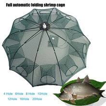 Strengthen 4-20 holes automatic folding nylon fishing net catch fish trap for fish shrimp minnows crab shaped mesh fishing net