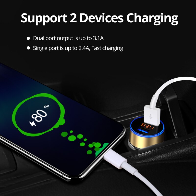 QC3.0 Dual Usb Charge Charger Adapter Auto Telefoon Oplader Led 2 Usb-poorten Charger Voor Iphone 11 Xiaomi Redmi Huawei mate30 Pro