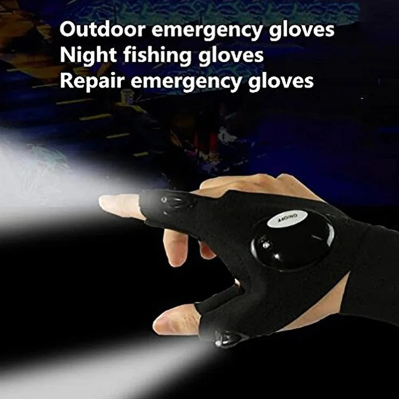 Xiaomi led lommelygte lysende løbehandsker vandtæt cykling camping vandreture redningshandske lampe belysning fingerløse handsker