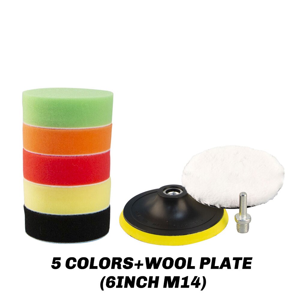 Almohadilla de esponja de pulido 10 Uds. 3 ''5'' 6 ''7'' Kit de herramientas de mano pulido circular compuesto para pulidor de coche: 8pcs 6inch M14