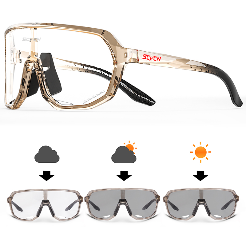 SCVCN gafas de sol fotocromáticas para ciclismo para hombre, gafas deportivas para ciclismo de montaña, gafas UV400 para mujer, gafas para conducir en bicicleta: Plata