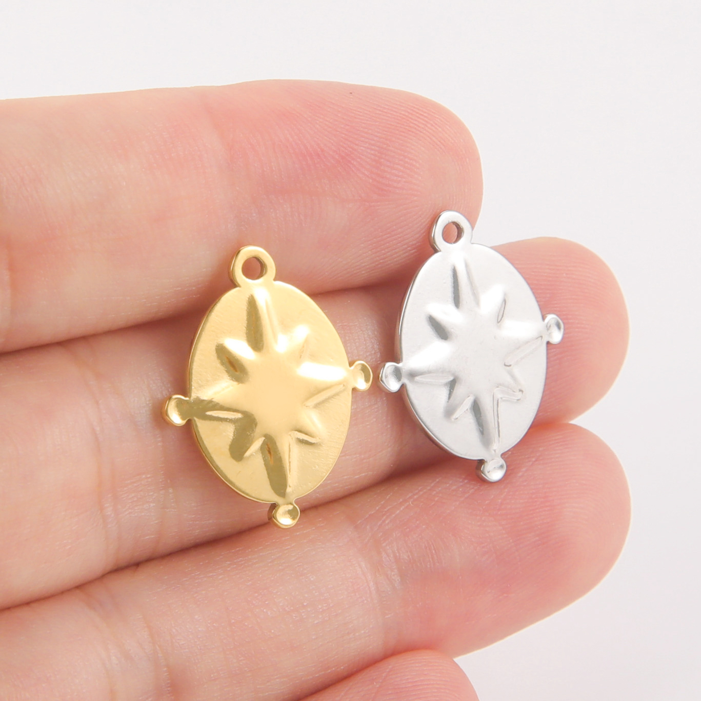 Teamer-abalorios de acero inoxidable con forma de estrella del Norte para joyería, Mini colgante de , suministros de fabricación de joyería DIY, 5 piezas,: Oro / Marrón