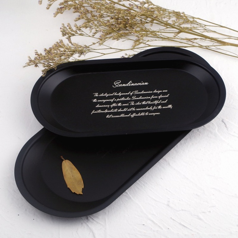 Original Black Stainless Steel Metal Jewelry Tray Shooting Props Diner Plate Snack Plate Platters and Trays Storage