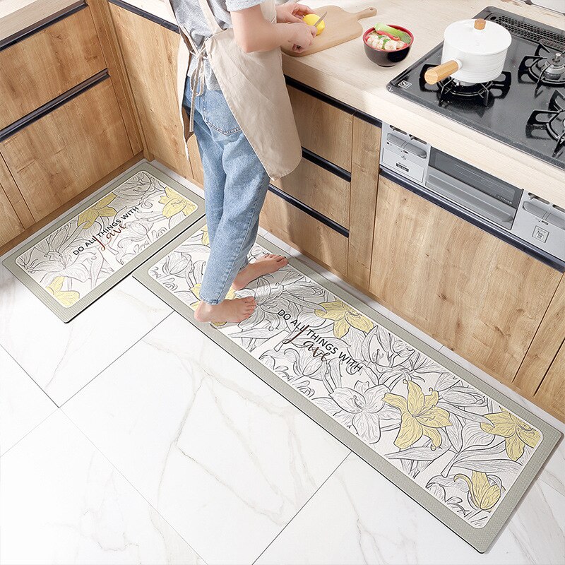 Pu Lederen Keuken Mat Wasbare Antislip Keuken Vloer Water En Olie Proof Lange Tapijt Entree Deur Mat Decor voor Keuken: Pattern 04 / 45cmx75cm 1pc