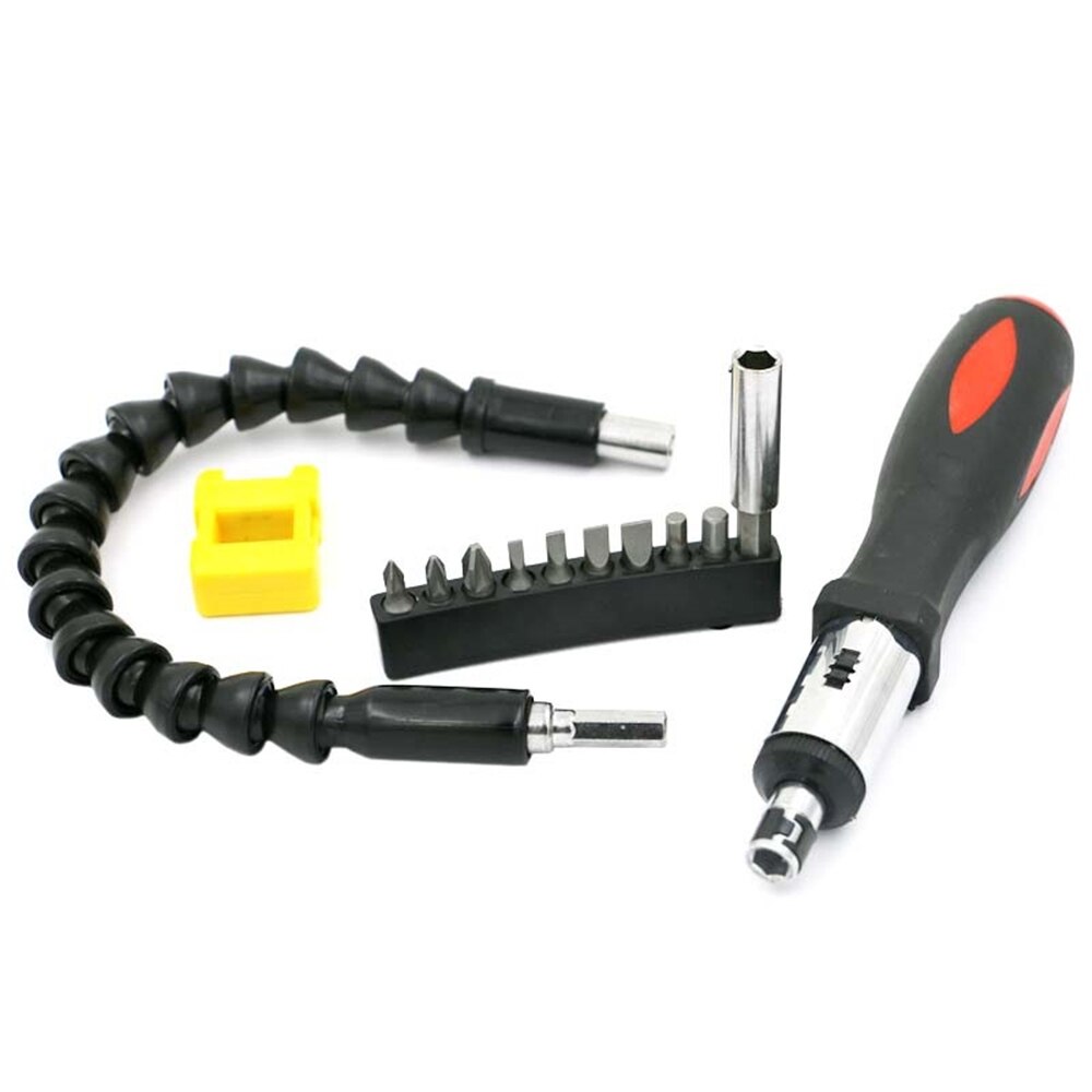 Two-way Ratchet Screwdriver Kit with Universal Flexible Shaft 9Pcs Screwdriver Bits Connected Rod Magnetizer Hand Tools: Screwdriver Set B