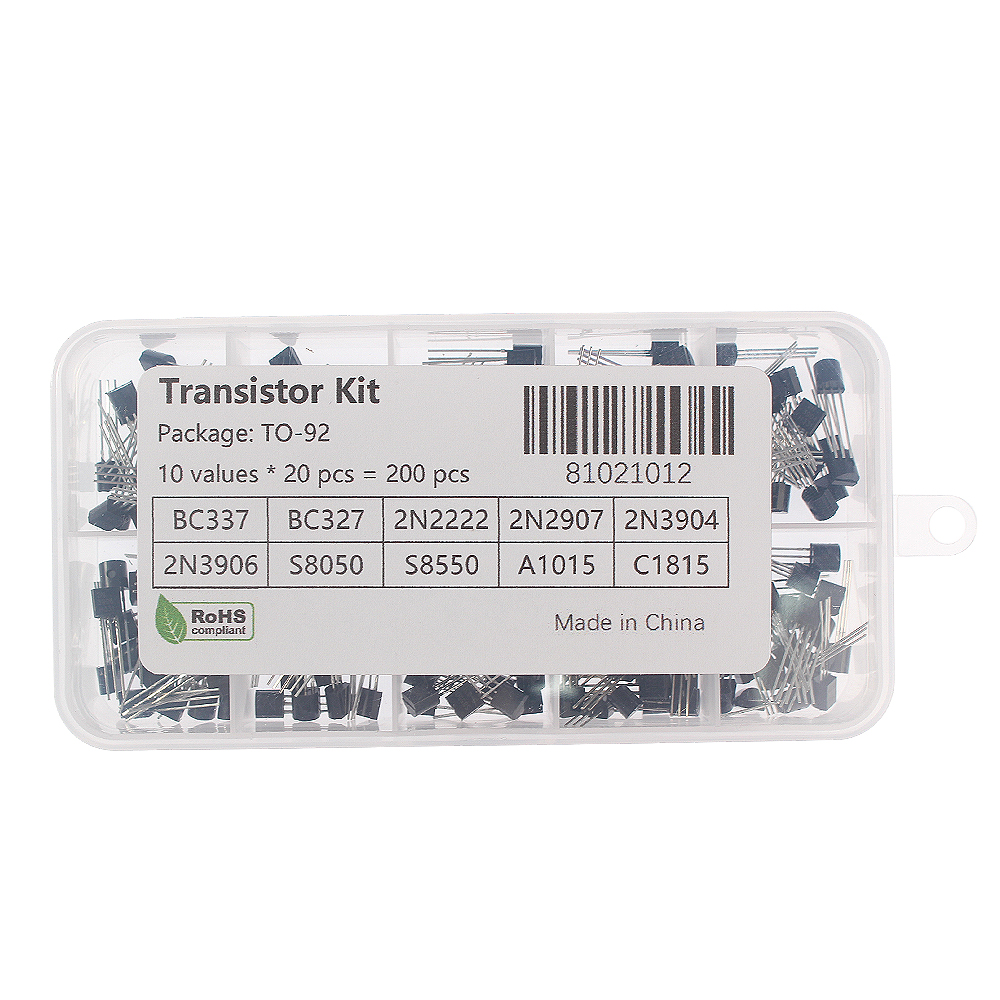50-900PCS Transistors kit NPN PNP S8050 S8550 S9012 2N3904 2N3906 C1815 A1015 MJE13001 BC327 BC337 BC517 BC547 BC548 BC549 BC558: Dark Grey