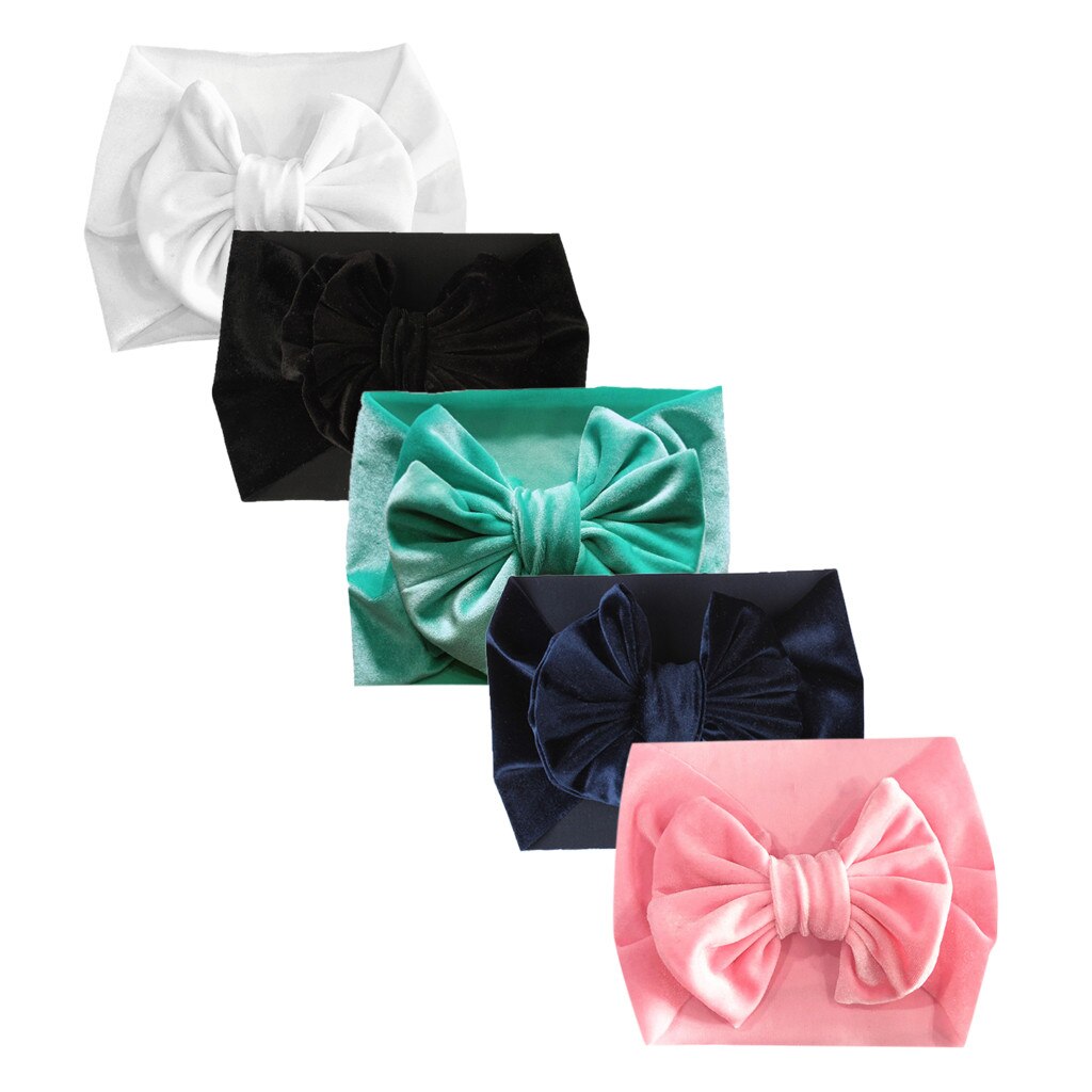 Kids Newborn Girls Baby Solid Headband Hair Band Bow Accessories Headwears Hat Hair Band Beanie Headwear Cap Sets Soft Hats