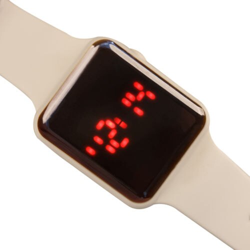 Sporthorloge diverse kleuren optioneel digitaal display led elektronisch horloge rubberen band vrijetijdsgedeelte: Wit
