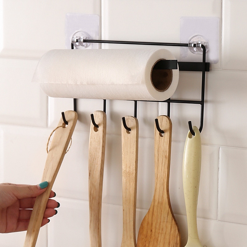 Multifunctionele Keuken Opslag Haak Houder Papieren Handdoek Houder Rack Voor Lepel Scoop Badkamer Keuken Organizer