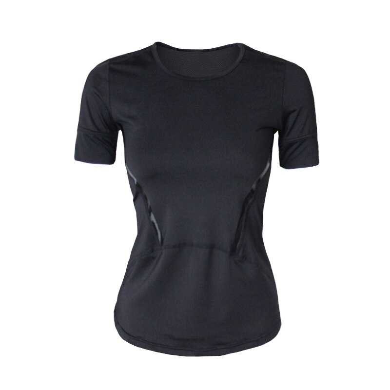 Slanke Yoga Shirt Top Zomer Korte Mouw Vrouwen Sexy Sport T-shirt Fitness Training Sportkleding Tops Gym Running Yoga Shirts: Black / XL