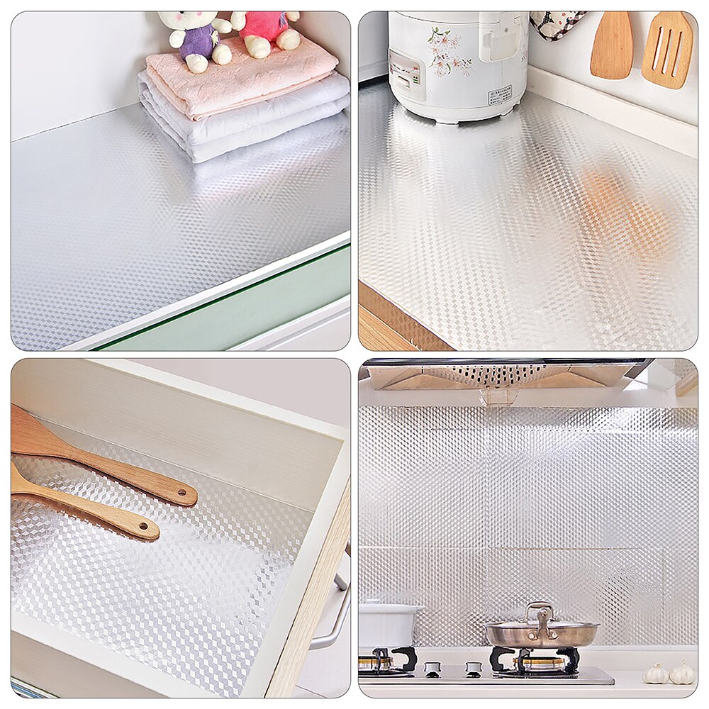 2/3 mroll kök oljebeständiga vattentäta klistermärken aluminiumfolie köksspis skåp självhäftande väggfolie klistermärke diy tapet
