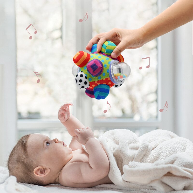 For Infant Polyester/Plastic with Little Loud Bell Grasping Toy Baby Rattles Ball Funny 1Pcs Nice HandBell Rattle Toys