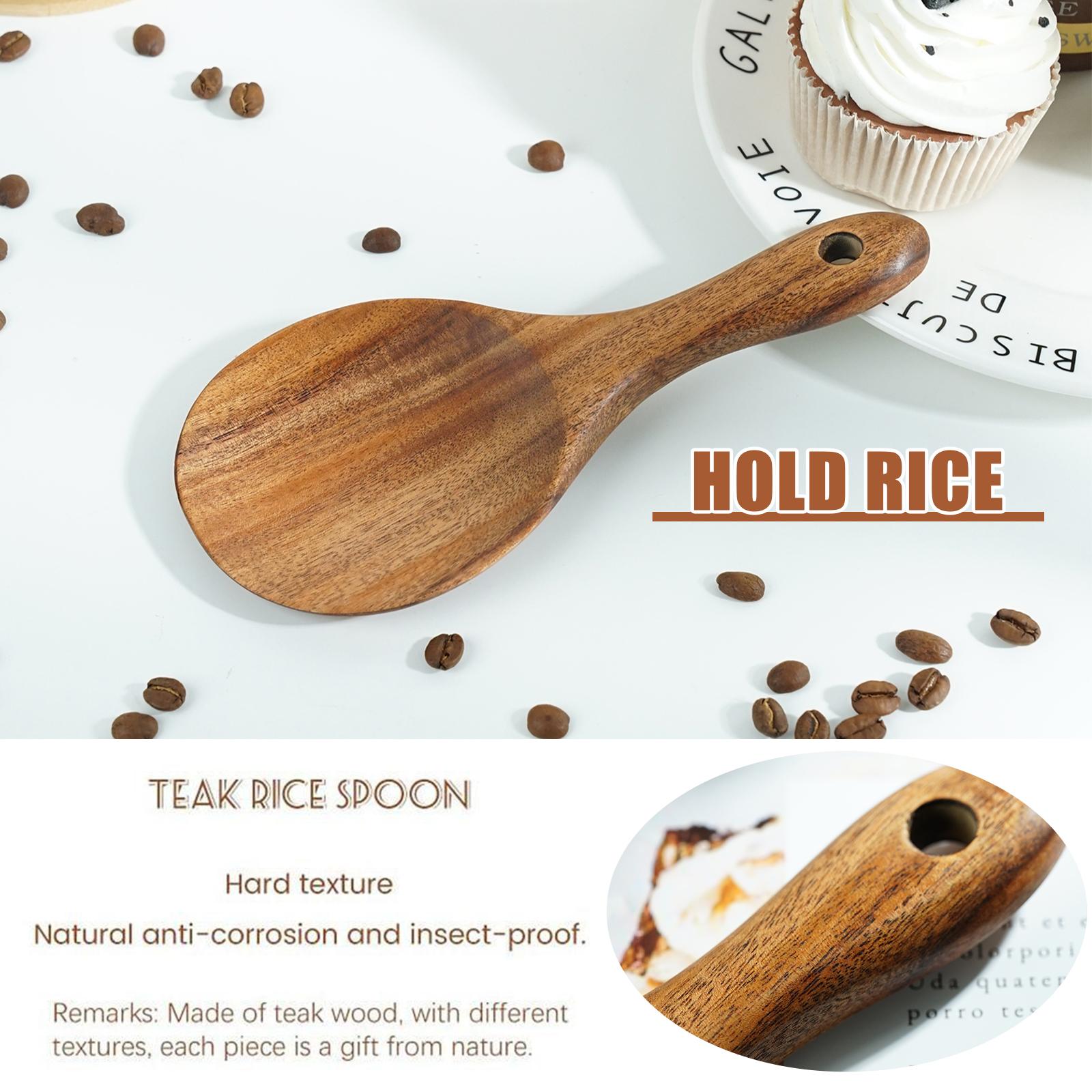 Cuchara de madera para arroz, pala para arroz, cocina de madera, cuchara grande, utensilios de madera, cucharón para servir, cucharón, vajilla, Kit S2C7, 1 ud.