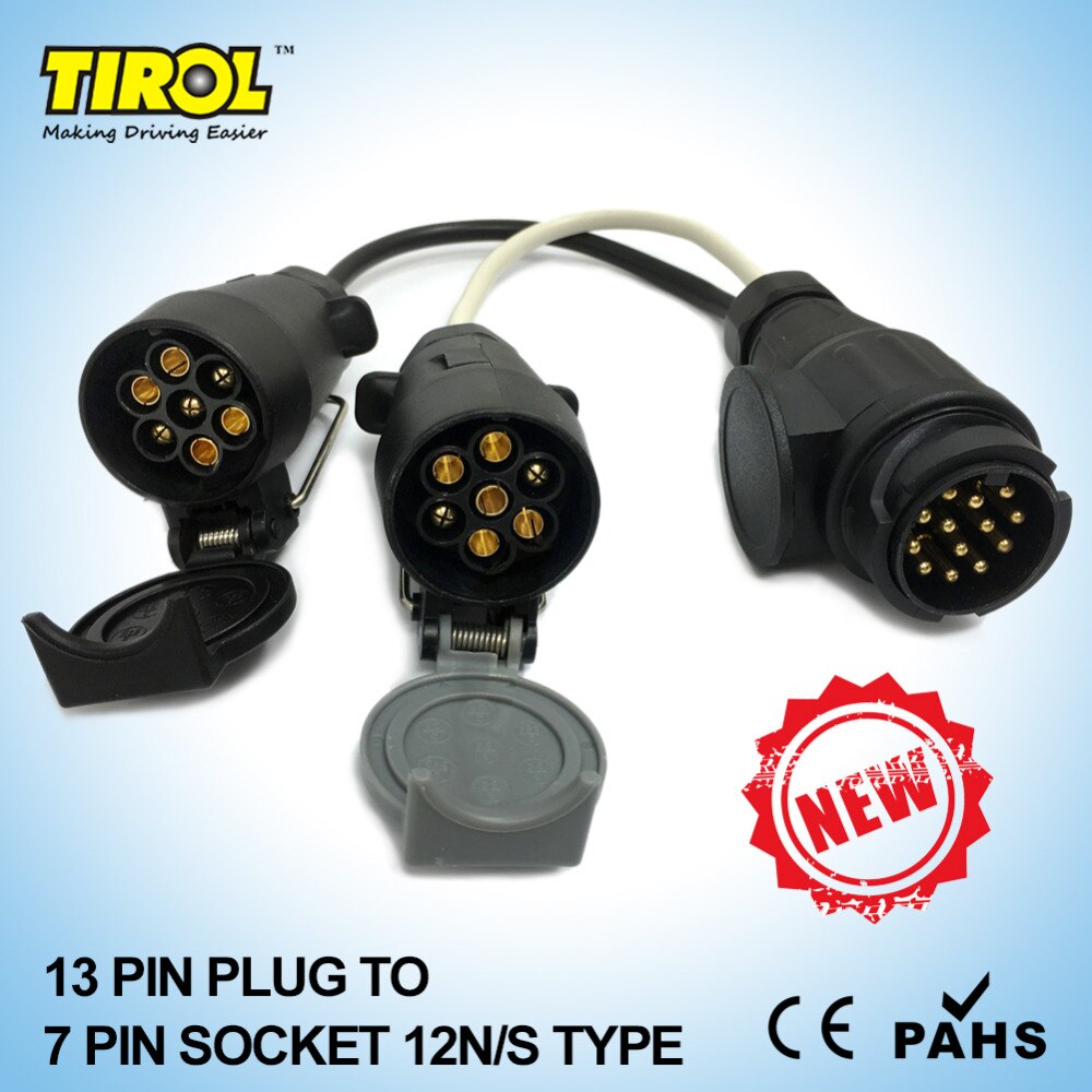TIROL 13 Pin Euro Plug naar 12N 12 S 7 pin Sockets Caravan Towing Conversie Adapter Trailer Bedrading Connector t23500b