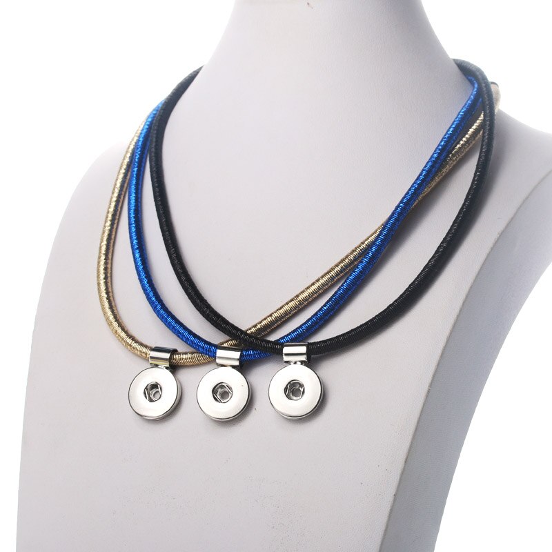 New fashion Charm corda catena collana bottone a pressione collana pendente misura 18mm bottoni gioielli donna gioielli all'ingrosso