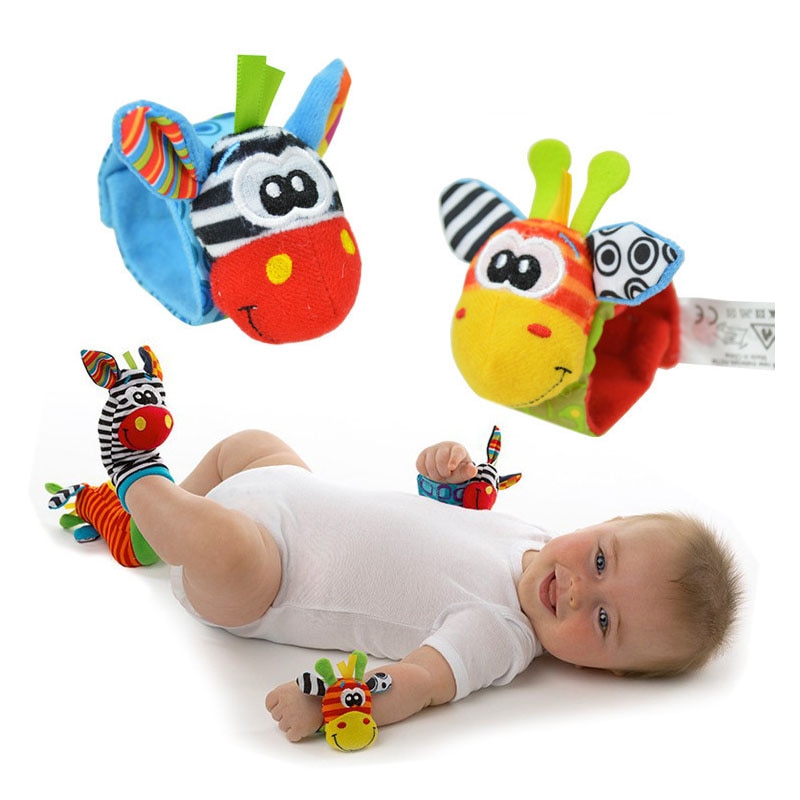 1pcs Animal Rattle Baby Wrist Ankle Band Rattle Bracelet Baby Sensory Toys Attract Baby's Attention Random Color