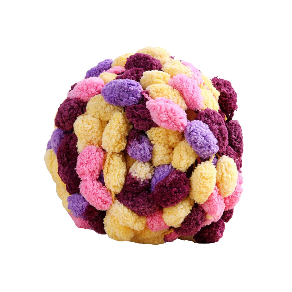 Tjock ull stor mjuk regnbåge pom pom garn handstickning virkgarn diy filt kudde färgglad pumpong tråd 135g: Brun