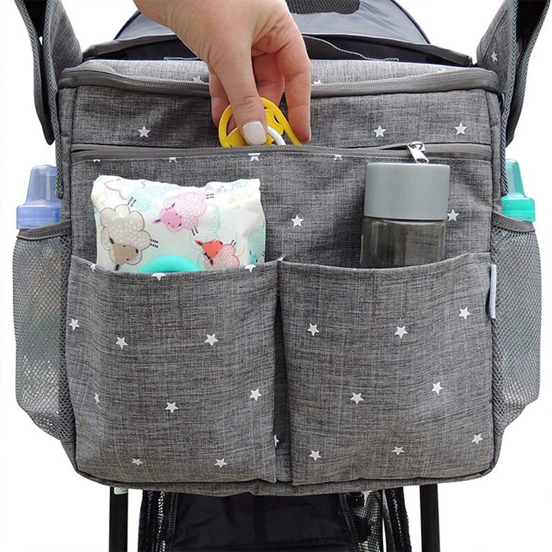 Large Capacity Baby Nappy Changing Bag with Extra Pram Hooks and Shoulder Strap Pram Organiser Outdoor Protable Mother Bags